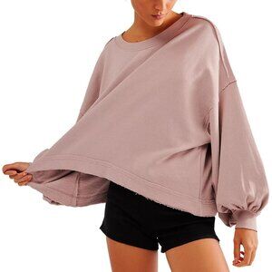 NWT Free People Trish Sweatshirt Top in Cashmere